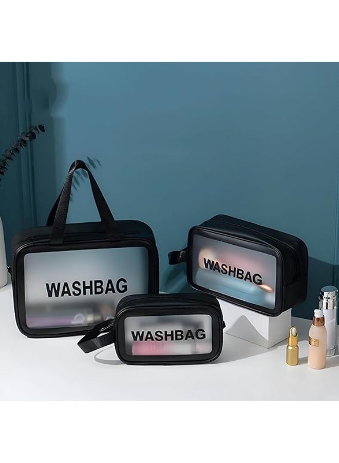 3pcs Clear Cosmetic Bag - Travel Cosmetic Bag for Women Girls - Travel Makeup Bag - Small Toiletry Bags PVC Plastic - Waterproof Cosmetic Wash Bag Zipper Makeup Bag for Women - Image 3